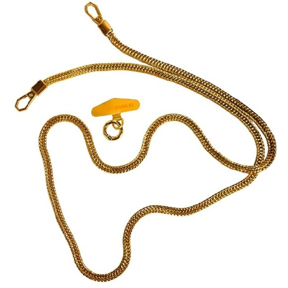 Crossbody Phone Necklace Metal Chain Cell Phone Lanyard Gold-Colored Foxtail NEW - Picture 9 of 10